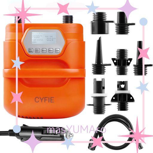 電動エアーポンプ SUP用 電動空気入れ カヤック 20PSI 電動ポンプ ゴムボート 空気抜き 自動停止 過熱保護 日光可読LCD 7種類のノズル付 ハンドル付 携帯ポンプ 空気入れ 電動 DC12-14.4Vシガー…