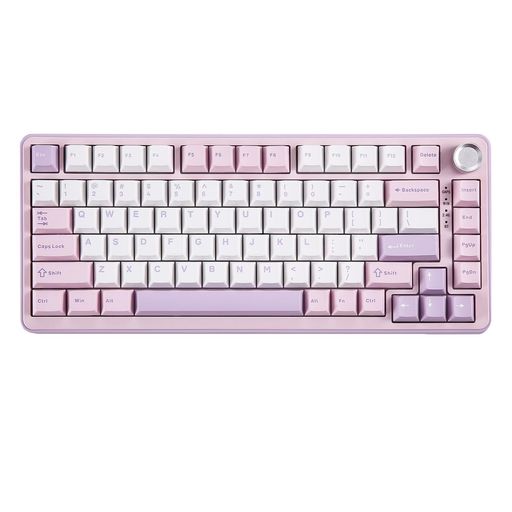 YUNZII B75 PRO 75% ガスケットゲーミングキーボード 無線メカニカルキーボード BT/2.4G/有線 ワイヤレス ホットスワップ 搭載 RGB ノブ付きカスタムキーボード MAC/WIN用 技適認証取得 (紫, ミルク…