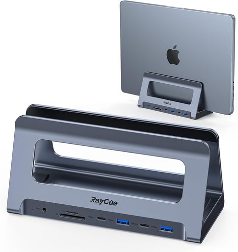RAYCUE USB-C ドッキングステーション - デュアルモニター MACBOOK PRO/AIR用、USB-C ドック、HDMI、USB 3.0、PD3.0、RJ45、SD/TF、オーディオ付きスタンド