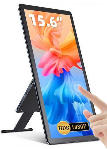 EVICIV モバイルモニター タッチパネル 15.6インチ モバイルディスプレイ タッチ 一体自立式 ポータブル ゲームモニター フルHD IPSパネル 軽量 薄型 収納式スタンド スピーカー内蔵 1920X1080 FH…