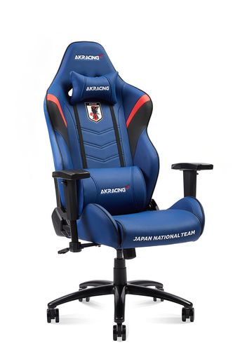 エーケーレーシング AKRACINGゲーミングチェア サッカー日本代表VER. デスクチェア ブルー 高耐久PUレザー 180度リクライニング 在宅リモート 大