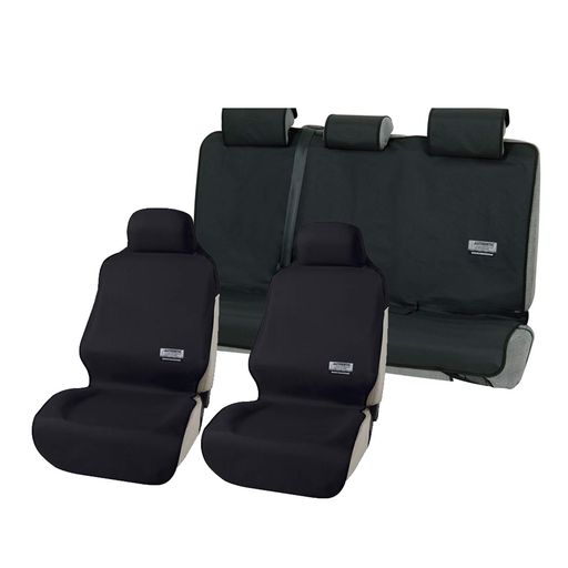 ボンフォーム(BONFORM) シートカバー ファインテックス 軽/普通車1台分(前席2枚&後席)セット ブラック 4361-77BK