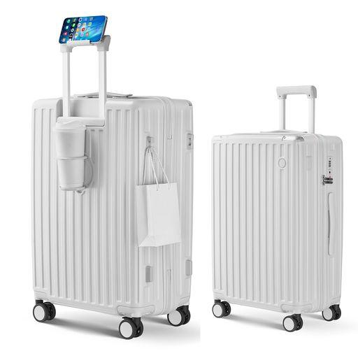 [AECALL] スーツケース 機内持ち込み キャリーケース ストッパー付き 超軽量 USBポート付き カップホルダー付き 携帯スタンド 隠しフック機能 キャリーバッグ 耐衝撃 静音 ダブルキャスター…