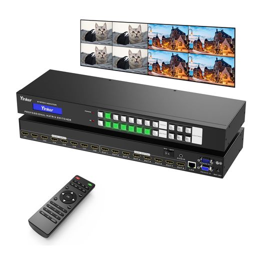 4K HDMI 8入力8出力 マトリックス スイッチ8X8 WEBコントロール&3.5MM音声エクストラクタ付き、4K@30HZラックマウントHDMIマトリックススイッチャスプリッタ8イン8アウト、HDCP EDID RS232 IR リモート…
