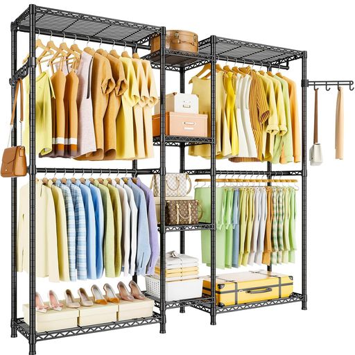 GOODRAIO ハンガーラック 頑丈 大容量 洋服ラック 耐荷重450KG ワードローブ クローゼット 洋服掛け ハンガーラック 2段 省スペース おしゃれ 高さ調節可能 防サビ加工 衣類収納 組み立て簡単…