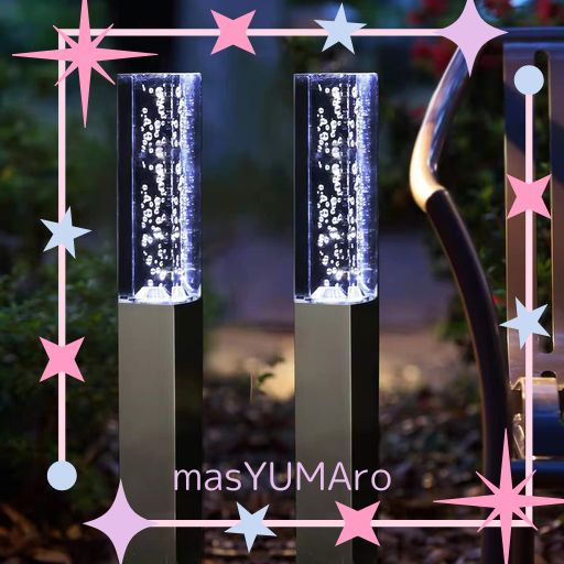 GWSOLAR【スタイリッシュ透明感のある光!ソーラー ライト2個組/ 6CM角・高さ63CM/