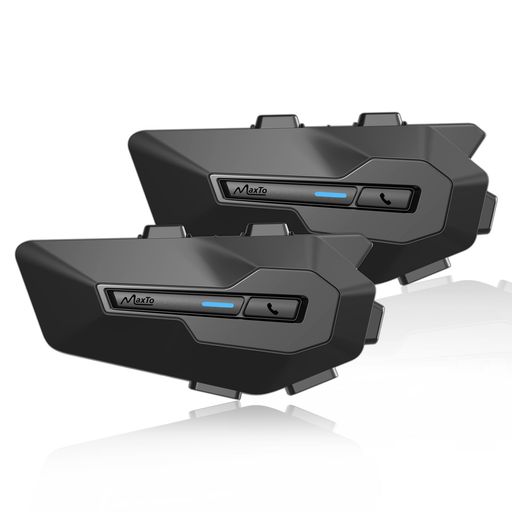 MAXTO X2 バイク インカム, BLUETOOTH5.0 用通信機器 2人同時通話 通信距離1000M HI-FI音質 FMラジオ/SIRI音声/日本語音声案内/着信自動応答 イヤル ソフトとハードマイク同梱 ソロツーリング バイク…