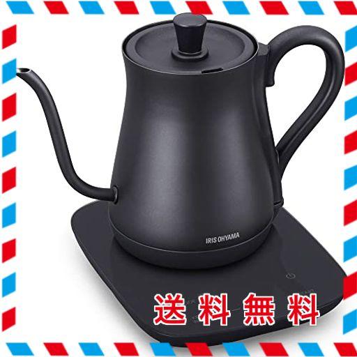 アイリスオーヤマ(IRIS OHYAMA) 電気ケトル 温度調節 ドリップケトル ケトル 600ML 10段階温度調節付 保温設定付 沸騰後自動電源OFF コーヒー 紅茶 緑茶 おしゃれ IKE-C601T-HA アッシュブラック