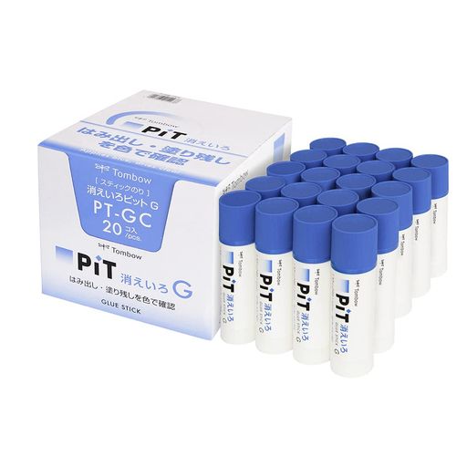 トンボ鉛筆 スティックのり 消えいろPIT Gサイズ (塗り色が消える) (40G) 20本 PT-GC-20P