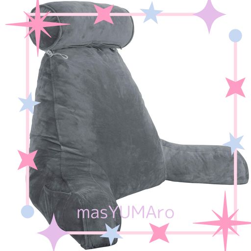 NEARPOW 背もたれ クッション 枕付き 低反発 レストクッション 座椅子 腰楽クッション ソファクッション 三段階調整 ベッド用 自宅用 ポケット付き 枕・カバー取り外しができ 洗える 持ち…