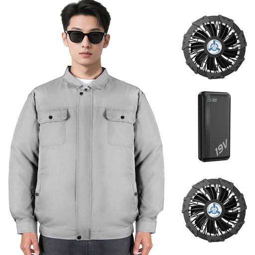 [SUMERIY] 空調作業服 長袖 30000MAH大容量バッテリー付き 9枚羽根 4段階風量調節 大風量 3D循環送風 省エネ ファン付き作業服 UVカット 紫外線/熱中症対策 軽量 通勤 アウトドア 建設現場 農作…