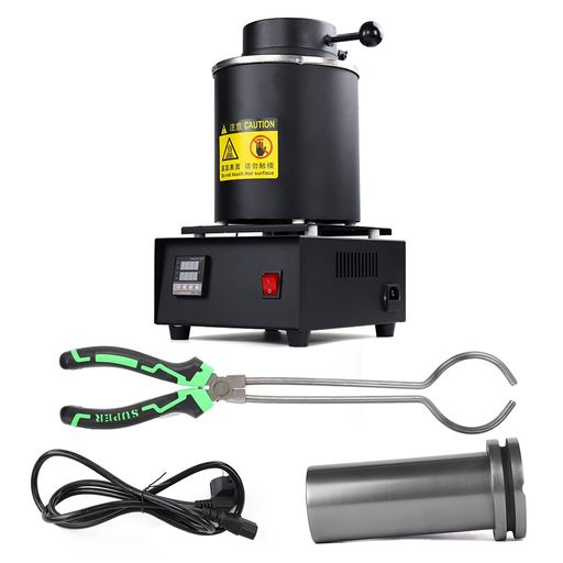 JINTONG 電気溶解炉 デジタル金属熔融炉 1100°C110V デジタル温度制御溶解炉 ジュエリー鋳造マシン 断熱カバー グラファイト坩堝 精錬ゴールドシルバースクラップ用 金銀融解用