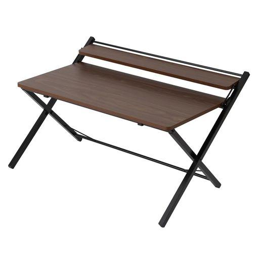 永井興産 デスク 折りたたみ 天板幅80CM×奥行40CM ロータイプ 棚付 完成品 ブラウン 木目調 PCデスク NK-566