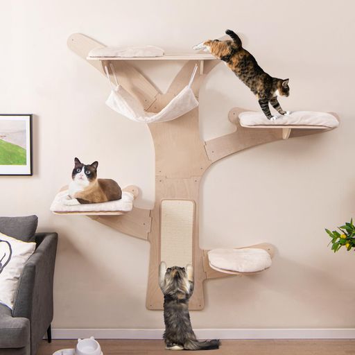 GYMAX キャットウォーク キャットタワー 壁付け キャットツリー 幅 