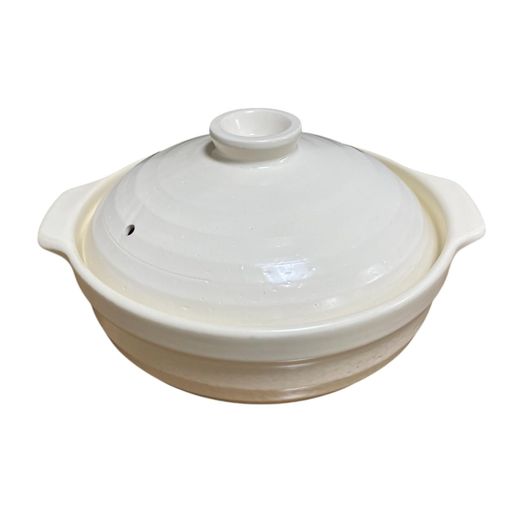 J-KITCHENS 華匠 6号 土鍋 直火用 18CM 一人用 - 二人用 食洗機対応 電子レンジ対応 ホワイト 白福壽
