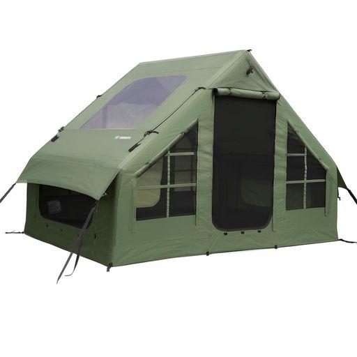 SHINHYE インフレータブルテント エアーテント ロッジ型 6.6M2 2~4人用 420Dオックスフォード 大きな透明天窓 メッシュ窓 煙突穴付き ファミリーテント 組立簡単 防蚊虫 遮熱 耐火 通気 4シーズ…