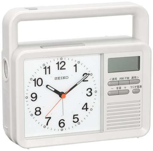 セイコークロック(SEIKO CLOCK) セイコー クロック 目覚まし時計 防災クロック アナログ 手回し充電 ラジオ LED懐中電灯 非常用ブザー 携帯電話充電 薄グレー KR885N SEIKO