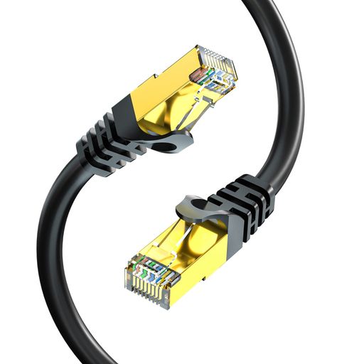 LANケーブル 50M CAT7, UGOMI 屋外 カテゴリー7 イーサネットケーブル 工業階級 三重遮蔽 SSTP 10GBPS 600MHZ UV/防水、直接埋葬、PEジャケット PS4 XBOX MODEM ROUTERなどに適用されます