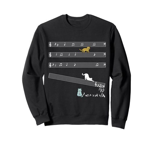 音符で遊ぶ猫 おかしな猫 音楽が大好き トレーナー