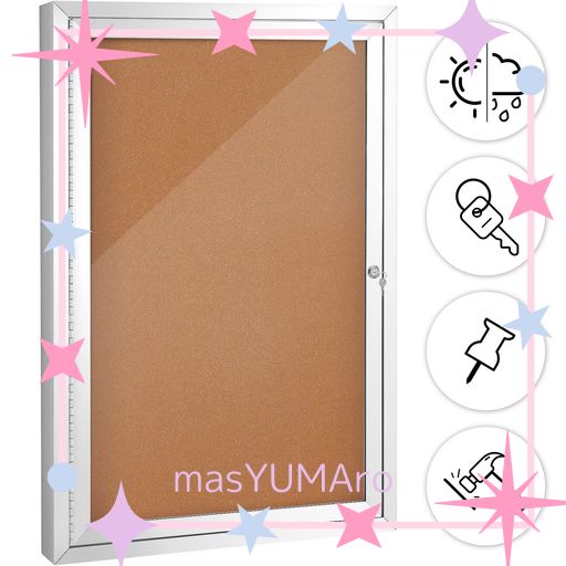 SWANSEA 屋外 掲示板 防水掲示板 掲示用品 屋外対応 扉式案内板連絡板 アルミフレーム 町内会 食堂用 カバー付 710MM×510MM (A2)