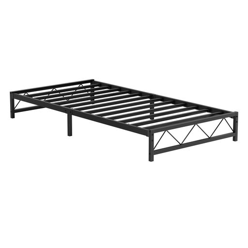 EUKER(ユーカー)ベッドフレーム メタルベッド シングル パイプベッド すのこベッド ロータイプ SINGLE FRAME 耐久性/防食/防錆/通気性 組立簡単 工具付き ベッド下収納 脚付き 静音 頑丈 ブラック