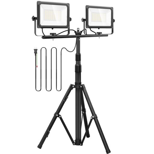 AKITOE LED投光器 作業灯 LEDワークライト 100W 16000LM高輝度 三脚付きスタンドライト 100V 5Mコード アース付きプラグ 広角180度 昼光色 長寿命 防水IP67 集魚灯 防犯灯 駐車場灯