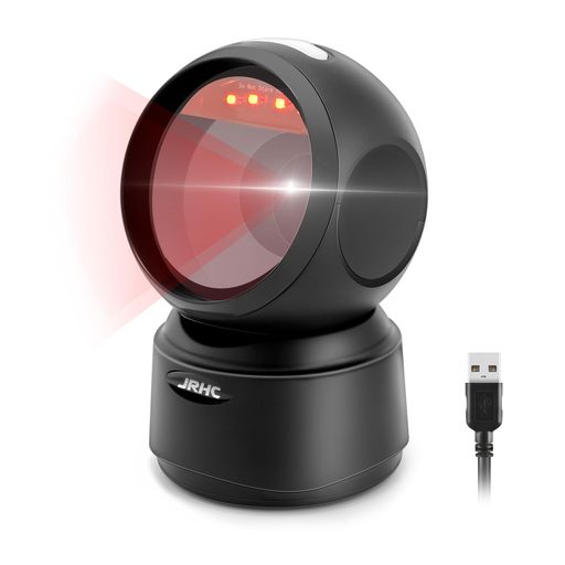 JRHC 1D 2次元デスクトップバーコードスキャナー、全方位自動誘導プラットフォームスキャナー、USB有線画像誘導2次元バーコードリーダー