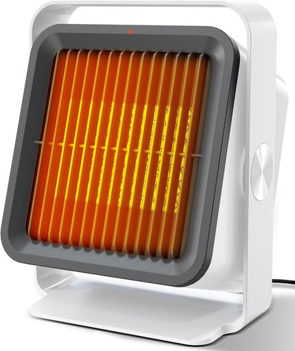 セラミックヒーター 600W 足元ヒーター 小型 人感センサー付 省エネ 速暖 ミニヒーター トイレ 洗面所 脱衣所 温風調節2段階 角度調節 転倒時自動オフ機能 (MATTE BLACK)