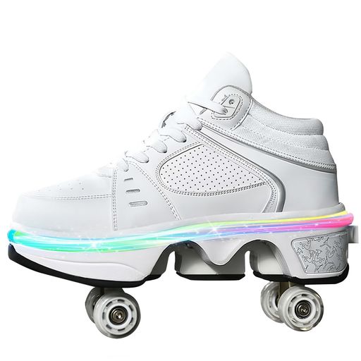 [ZQYR#] ローラースケート 子供 ローラーシューズ 女の子 収納可能な車輪 4輪 自動ウォーキングシューズ 大人 ローラー靴子 キッズ 初心者 の複列変形ホイールスケート靴 男女兼用 誕生日…