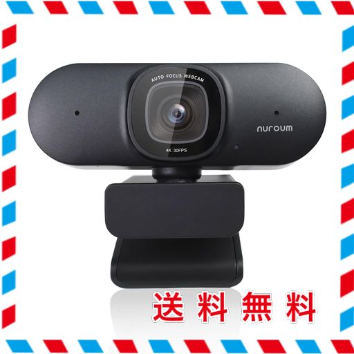 NUROUM WEBカメラ 4K ウェブカメラ 60FPS ノイズキャンセリングマイク付き オートフォーカス 自動画角調整機能付き 90°視野角 ミュート プライバシー保護 USBプラグ&プレイ 三脚アダプタ付き PC…