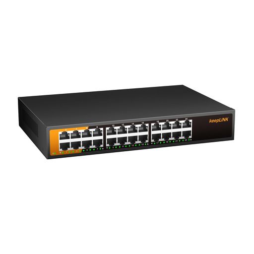 KEEPLINK スイッチングハブ 24ポート GIGA対応 金属筺体 静音ファンレス アンマネージスイッチ