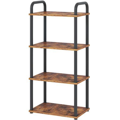 HCHQHS オープンシェルフ 本棚 収納棚 組み立てが簡単 (古木色, 4段, B方形)