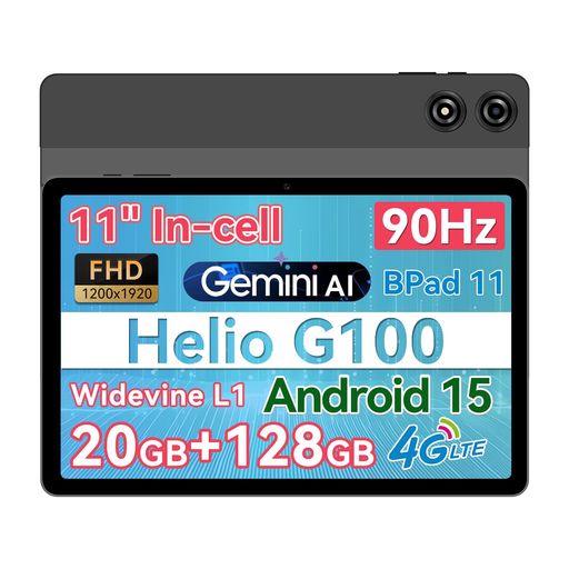 BNCF ANDROID 15 タブレット 11インチ、 BPAD 11、HELIO G100、8コア、20GB+128GB+1TB拡張、11” 90HZ IN-CELL FHD IPS 1920X1200、WIDEVINE L1、4G