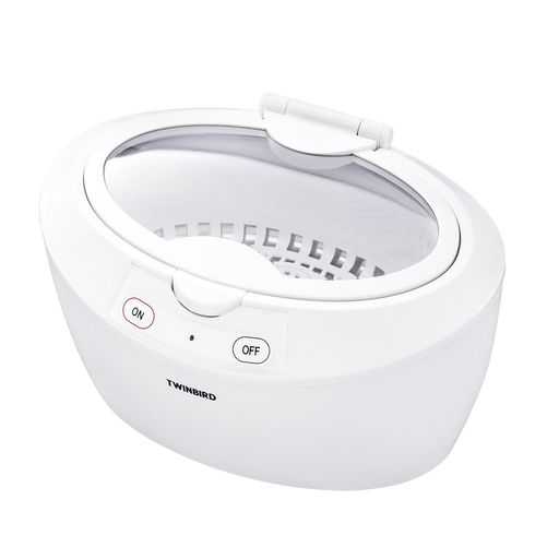 TWINBIRD(ツインバード) 超音波洗浄器 600ML アクセサリーホルダー付 メガネ アクセサリー 時計 プラモデル 指輪 入れ歯 ホワイト 白 EC-4518W