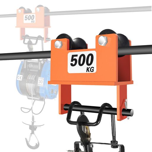 CXCESNS パイプトロリー 単管用トロリー 電動ウインチ用プレントロリー 500KG 吊り下げトロリー 小型トロリ プレントロリー手動用 パイプトロリーセット