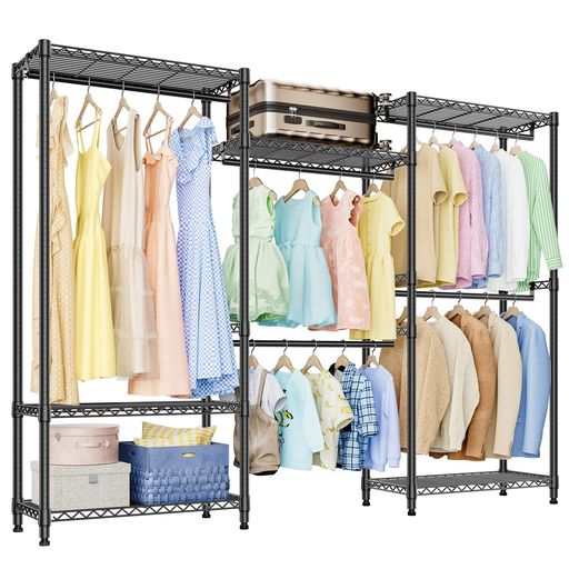 IZEUK ハンガーラック 3つの組み合わせ 耐久性 頑丈 洋服ラック コートハンガー 高さ伸縮パイプ 棚付き ワイヤーハンガー 防錆 金属製自立式 クローゼットワードロー コート掛け 高耐荷重 …