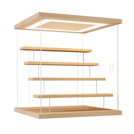 KUKERフィギュアケース コレクションケース アクリルケース LED照明付き ディスプレイケース ショーケース クリアケース 展示ケース ひな壇 扉付き 木製 組み立て簡単 手袋 防汚れ