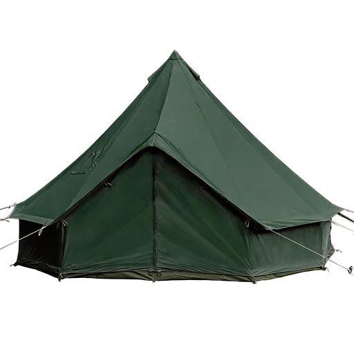 KANGGOGO ベルテント 4M TC素材 ポリコットン ワンポールテント 煙突穴付き 薪ストーブ対応 大型 グランピングテント 4~8人用 防水 防風 通気 オールシーズン ファミリーキャンプ 3色展開 (GREEN)