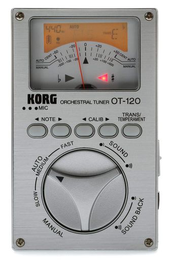 KORG クロマチックチューナー 針式メーター OT-120 吹奏楽 ブラスバンド オーケストラ どんなコンサート・ピッチにも対応 100時間連続稼働 ソフトケース付属