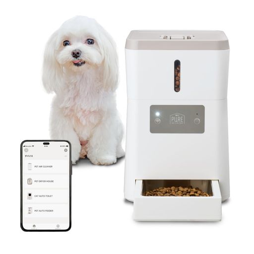 ジェックス 【 PURE 】 PET AUTO FEEDER 犬猫用自動給餌器 スマホで管理 1日最大10回5G単位の細かな設定 2電源で安心 清潔フードタンク丸洗い PPAF01-WH 【WIFI】
