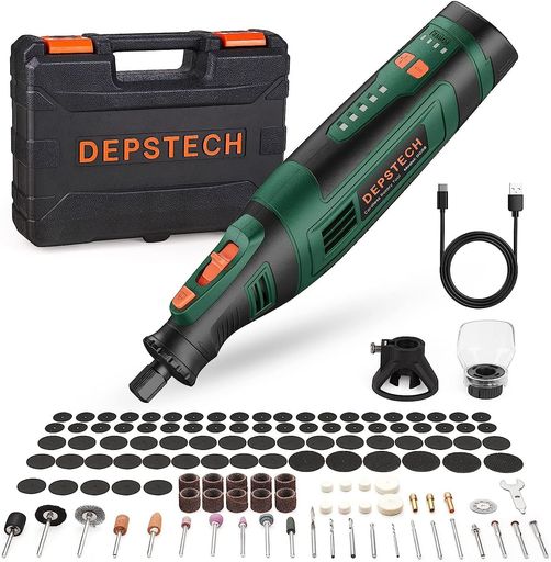 DEPSTECH ミニルーター 8Vリューター 充電式 コードレス 30000RPM高速回転 5段変速 127個アクセサリー 電動ハンドルーター DIY創作用切断/カッティングガイド 日本語取扱説明書付き 12ケ月保証付…