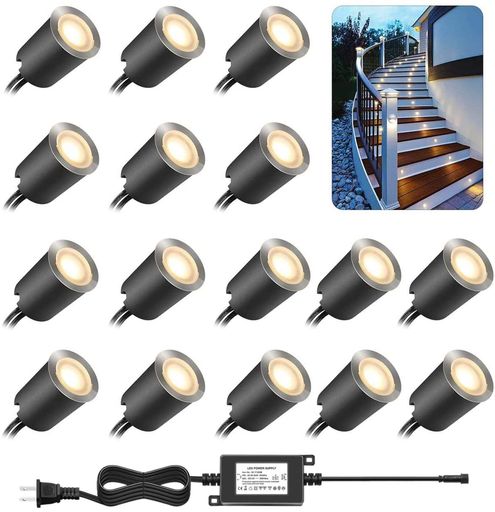 ウッドデッキライト SMY LIGHTING 地中埋込型ライト ローボルトライト 屋外 明るい 防水 屋外 電球色LED コンセント付き 16灯 コネクター式 設置超簡単 DC12V コンパクト DIY照明MINI 16個・セット …