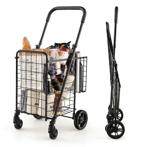 GIANTEX ショッピングカート 折り畳み 4輪 耐荷重20KG ショッピングキャリー 買い物カート 折りたたみ式 大容量 収納便利 横押し 多用途 アウトドア 高齢者 プレゼント 荷物運搬 引越し 買い…