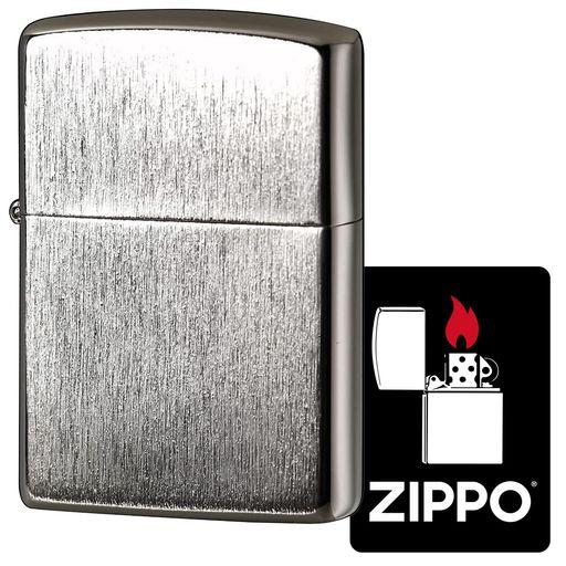 ジッポー(ZIPPO) ライター 防風 真鍮製 両面加工 バーティカルフィニッシュ 特製ステッカー付き プラチナメッキ 2PT-VER