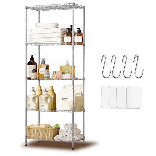 BORNRAN 5段スチールラック 棚 メタルラック 耐荷重200KG 収納ラック 幅60×奥行40×高さ150CM シルバー