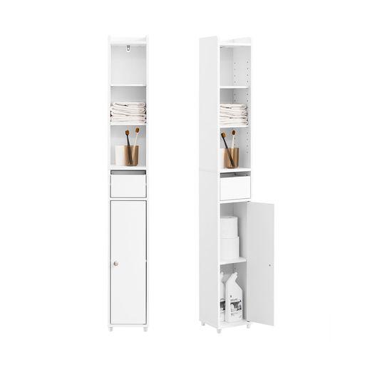 SOBUY 隙間収納 ランドリーラック 食器棚 スリム 洗面所 収納 幅20CM サニタリーラック コンパクト 薄型 一人暮らし 可動棚 (BZR34-K-W)