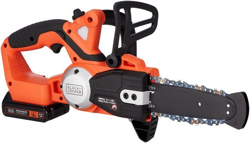 ブラックアンドデッカー(BLACK+DECKER) コードレス チェーンソー 20CM DIY 電動工具 切断工具 軽量 静か 18V 2.0AH バッテリー 2個付き GKC1820L2N