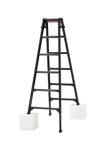 長谷川工業(HASEGAWA) BLACK LABEL 伸縮式はしご兼用脚立(ワンタッチバー付) RYZB-18A (1.61~1.92M) (10911) 6段