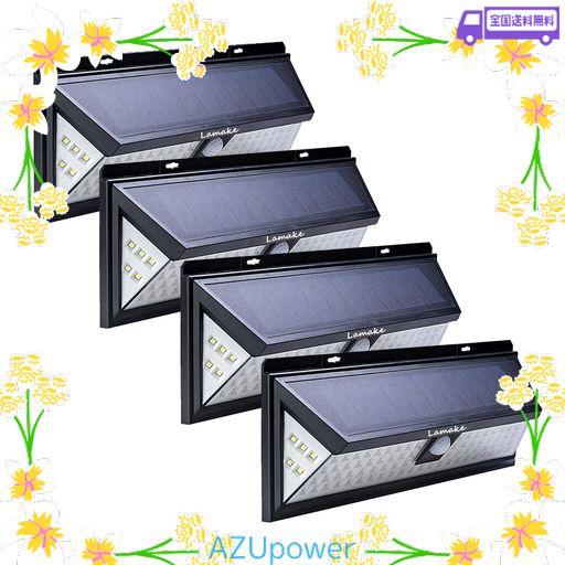 LAMAKE 超超明るい 4400MAH大容量バッテリー内蔵 センサーライト ABS ソーラー充電 三つ照明モード 明暗センサー 取付簡単 地震/台風/津波など災害時用緊急ライト 4PACK(8W*4個)