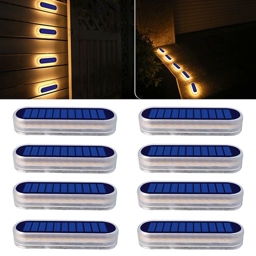 DETARZINLED ソーラーライト 屋外 ガーデンライト IP68防水 30LED 暖色 ソーラー 屋外 階段ライト 庭 ライト 太陽光パネル充電 自動点灯/消灯 玄関先 庭 通路 車道 芝生 駐車場に最適 (8個セット)